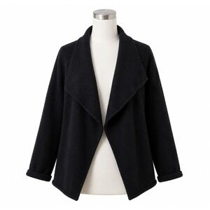 Fuzzi S Small Boiled Wool Cardigan Sweater Jacket Open Front Black Capsule Italy